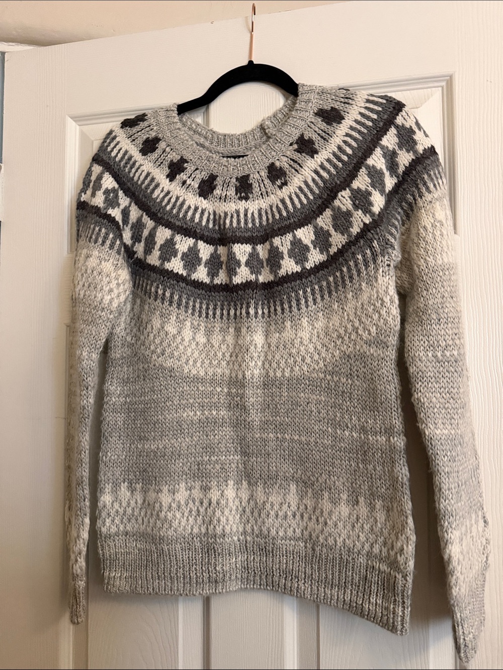 Lucky Brand Cream and Gray Marled Knit Pullover